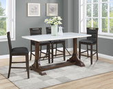 Orleans Furniture - Coaster - Aldrich 5-piece Marble Counter Height Dining Table Set White - 182438-S5